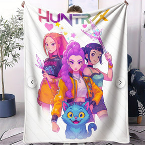 Kpop Demon Hunters Bedding Flannel Blanket – Anime Fan Gift, Soft for Home & Travel