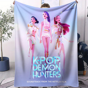 Kpop Demon Hunters Bedding Flannel Blanket – Anime Fan Gift, Soft for Home & Travel