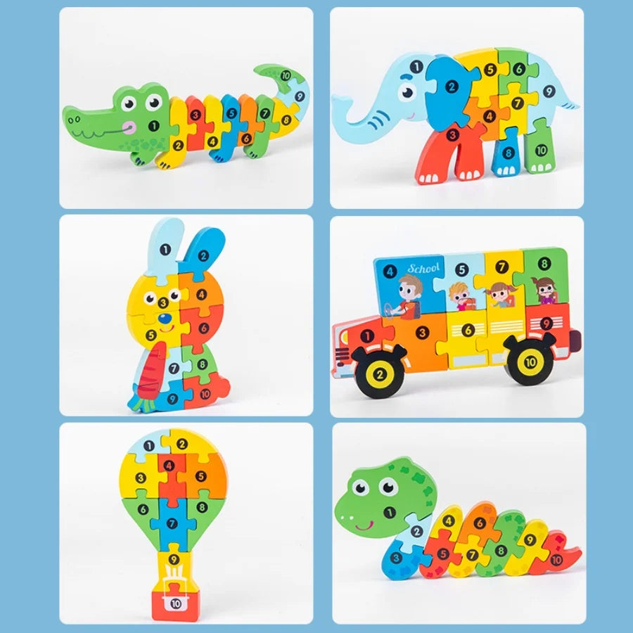 Early education puzzle for young children and babies, standing volume wooden puzzle, grab board toy