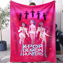 Kpop Demon Hunters Bedding Flannel Blanket – Anime Fan Gift, Soft for Home & Travel
