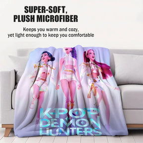 Kpop Demon Hunters Bedding Flannel Blanket – Anime Fan Gift, Soft for Home & Travel