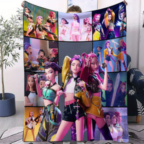Kpop Demon Hunters Bedding Flannel Blanket – Anime Fan Gift, Soft for Home & Travel