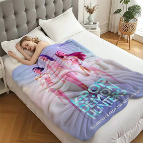 Kpop Demon Hunters Bedding Flannel Blanket – Anime Fan Gift, Soft for Home & Travel