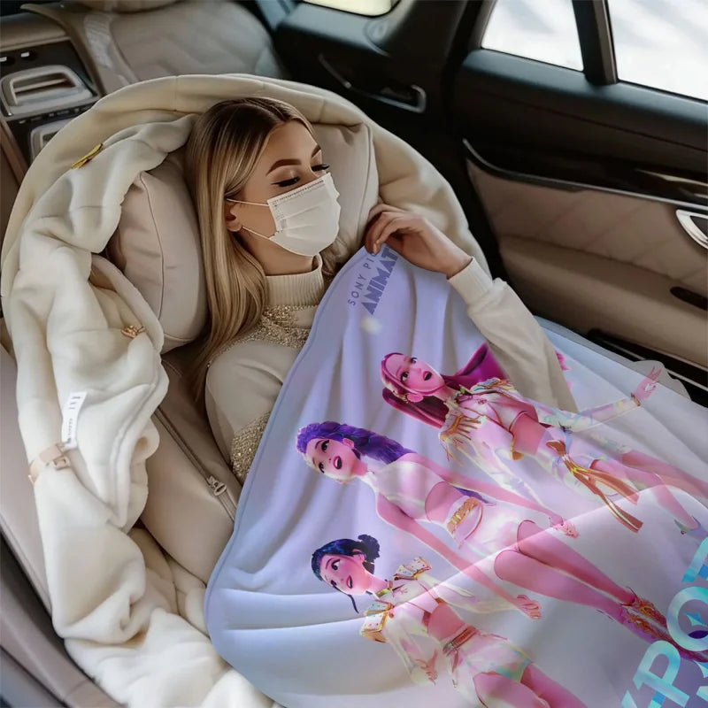 Kpop Demon Hunters Bedding Flannel Blanket – Anime Fan Gift, Soft for Home & Travel