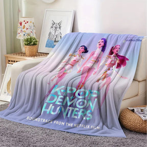 Kpop Demon Hunters Bedding Flannel Blanket – Anime Fan Gift, Soft for Home & Travel